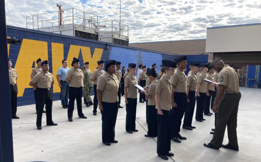 A platoon during inspection of Centennial High Schools NJROTC program.