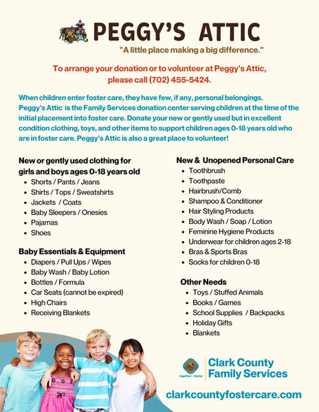 Peggy's Attic donation flyer.