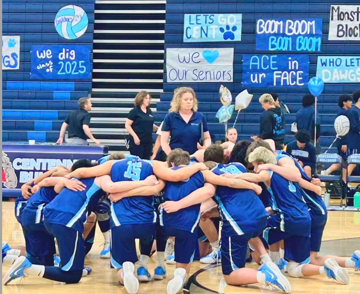 Our Bulldog Boy's Volleyball team during Centennials 2025 Senior night